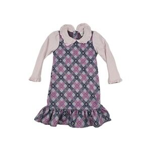 Rare Editions Girls Size‎ 5 Argyle Print Jumper Dress Pink Purple